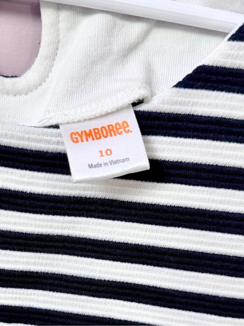 Girls Nautical 4th of July Gymboree Navy & White Striped Cap-Sleeve Dress